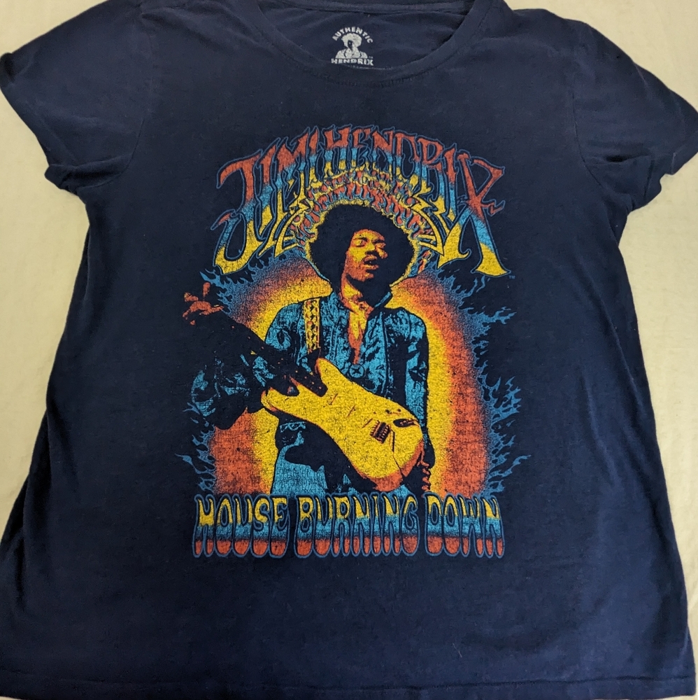 Jimi Hendrix House Burning Down BOLD Graphics Tee Shirt Small